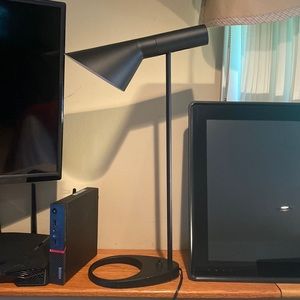 Black Bedside lamp, office lighting.